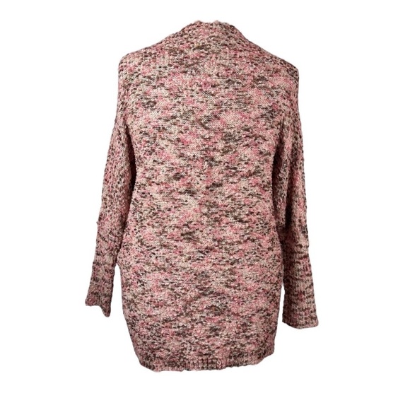 UMGEE Open Front Boucle/Teddy Knit Long Cardigan in Pink/Brown Size Medium - Picture 4 of 9